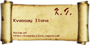 Kvassay Ilona névjegykártya